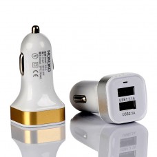 Car Charger 2 USB Ports 2.1A Fast Charging for Apple Android Tablets Smartphone - Gold